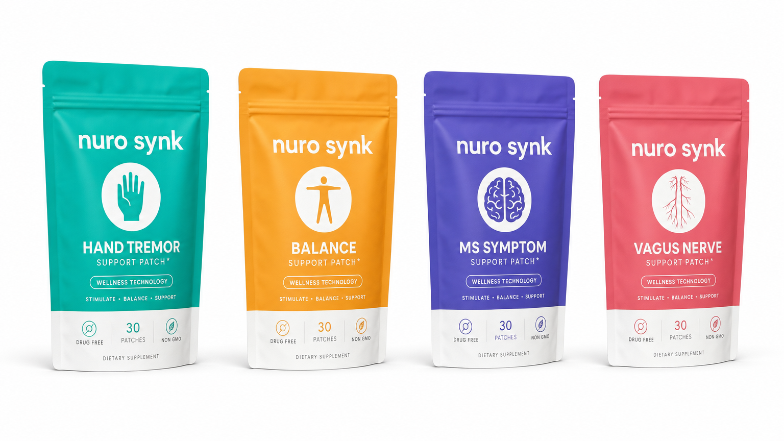 Nuro Synk product lineup — all four patches